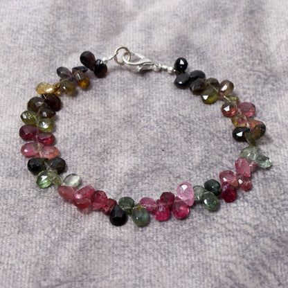 Multi Tourmaline Beaded Bracelet ,Multi Tourmaline Beaded Bracelet , Watermelon Tourmaline  Pear Bracelet . GemsRush