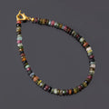 Multi Tourmaline beaded bracelet Natural Gemstone Silver Boy & Girl Bracelet .