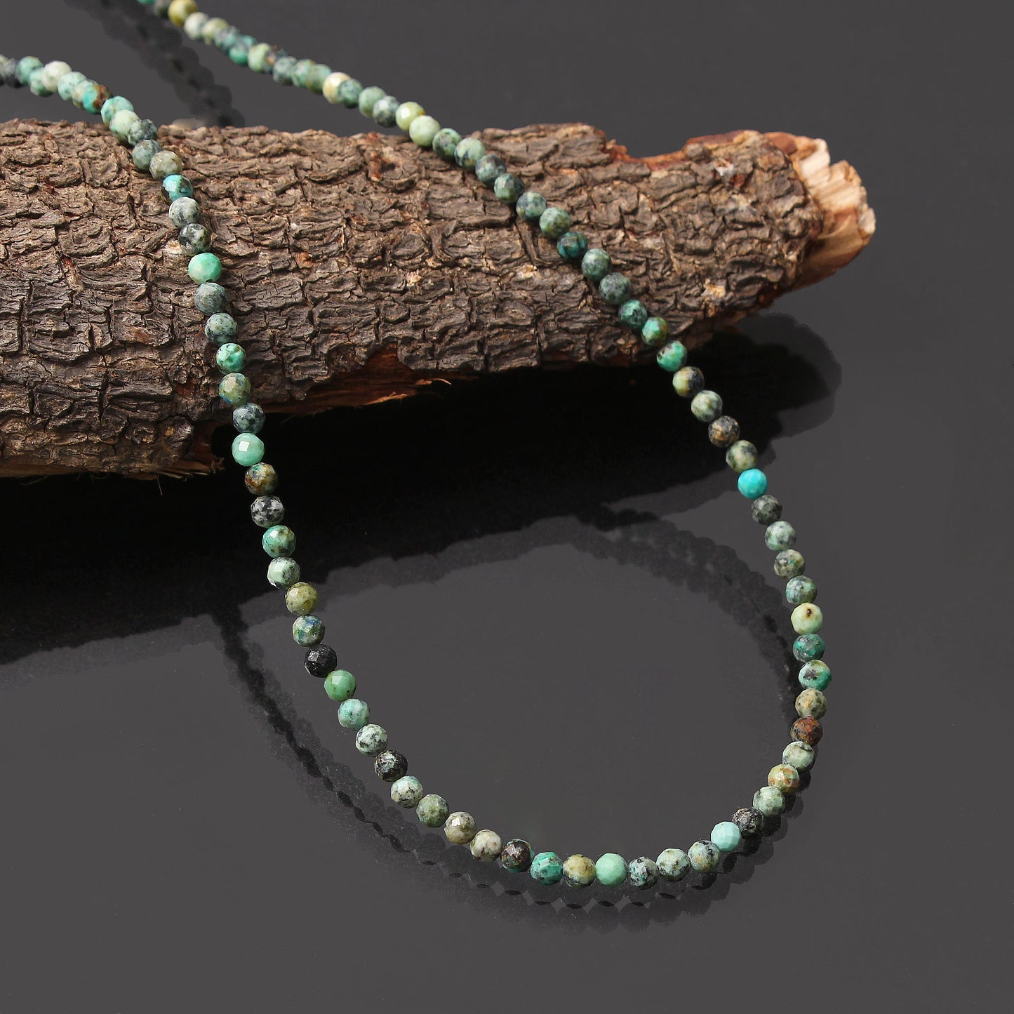 Natural African Turquoise Beaded Necklace, Micro faceted round beads necklace, Gift For Women. GemsRush