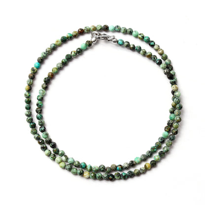 Natural African Turquoise Beaded Necklace, Micro faceted round beads necklace, Gift For Women. GemsRush