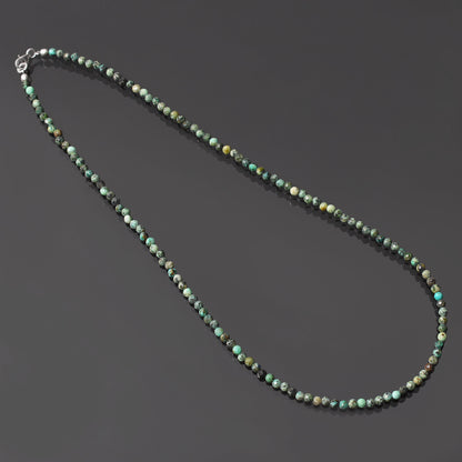 Natural African Turquoise Beaded Necklace, Micro faceted round beads necklace, Gift For Women. GemsRush