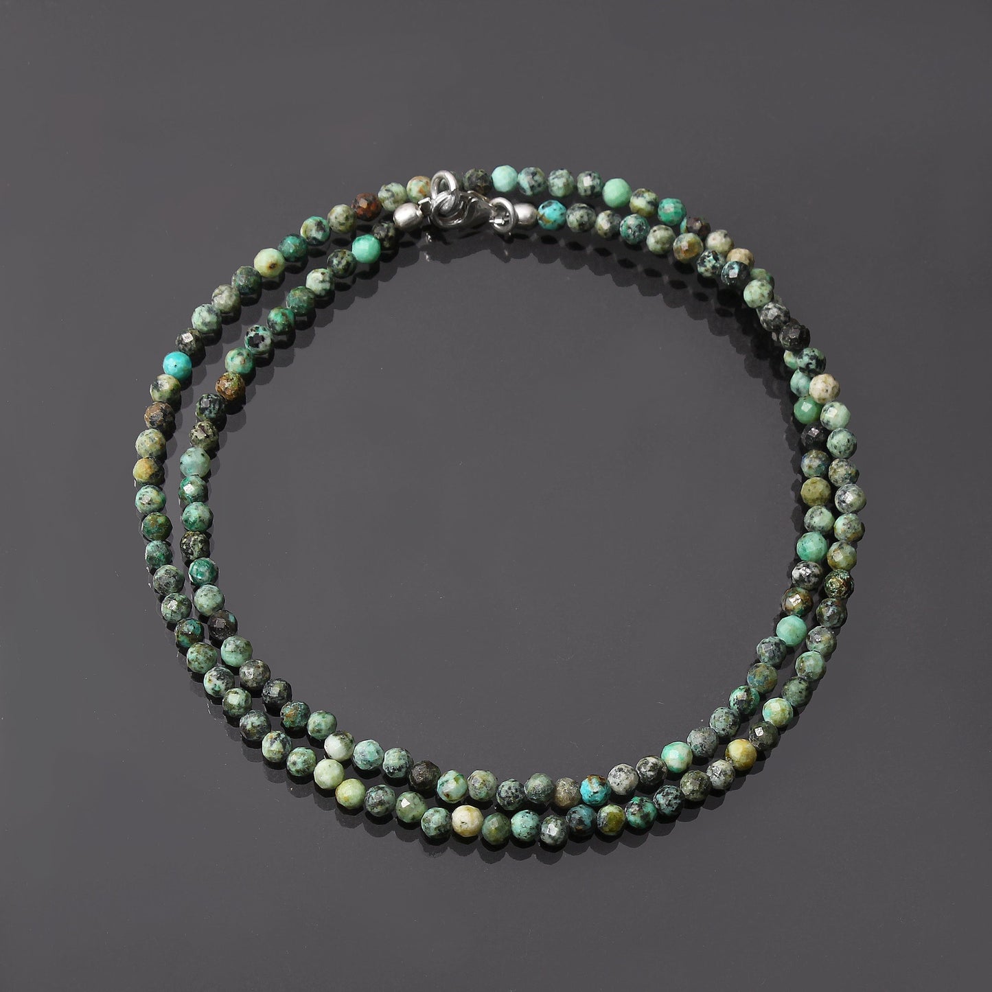 Natural African Turquoise Beaded Necklace, Micro faceted round beads necklace, Gift For Women. GemsRush