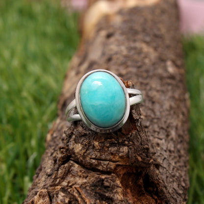 Natural Amazonite Gemstone Silver Ring GemsRush