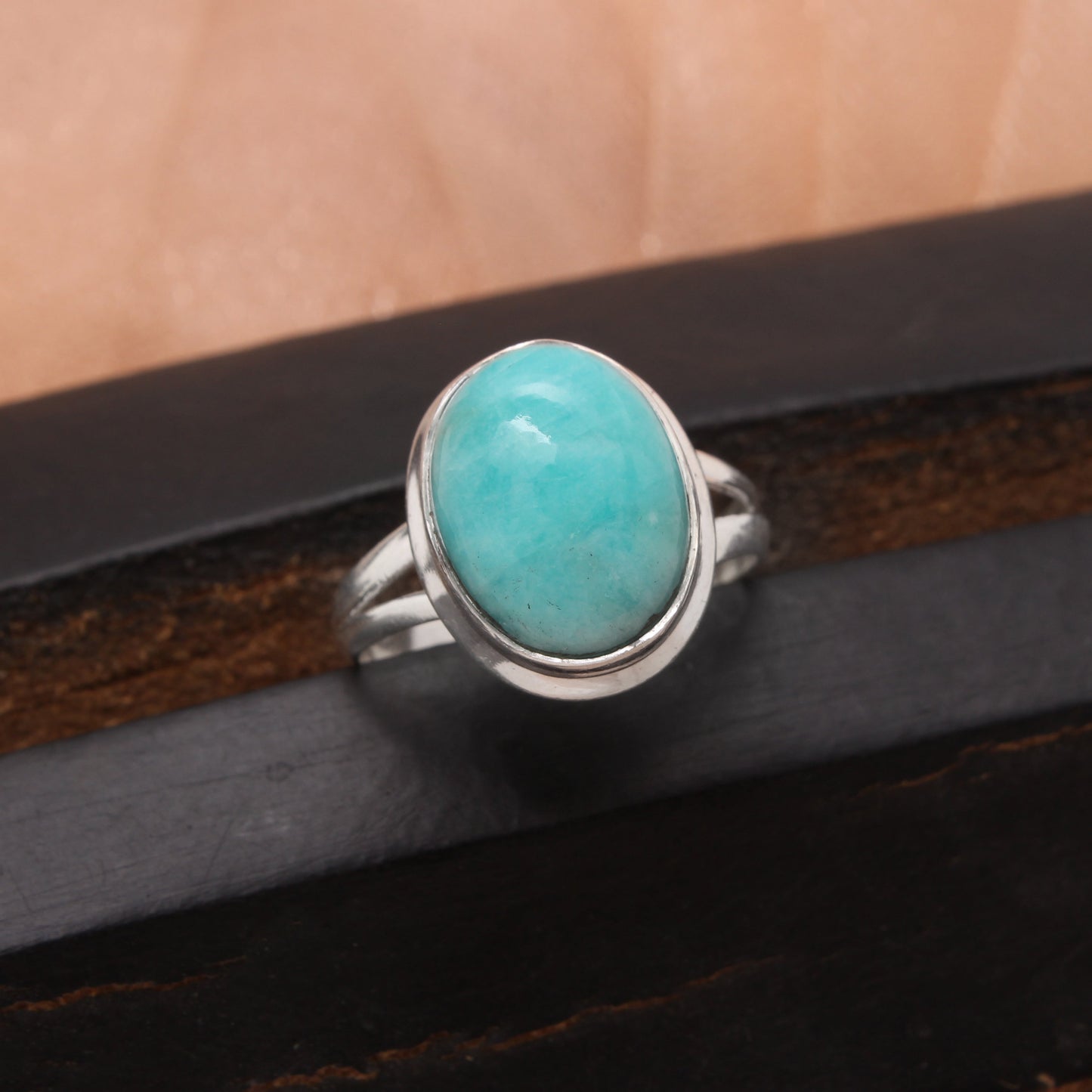 Natural Amazonite Gemstone Silver Ring GemsRush