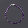 Natural Amethyst Beaded Bracelet/ February Birthstone Faceted Rondelle Beautiful Bracelet .