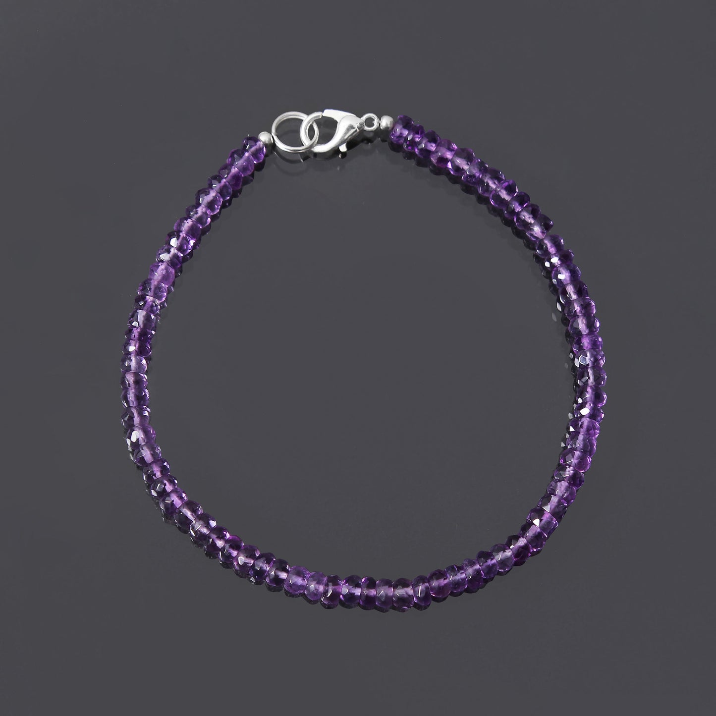 Natural Amethyst Beaded Bracelet/ February Birthstone Faceted Rondelle Beautiful Bracelet . GemsRush