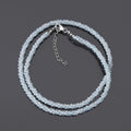 Natural Aquamarine Beaded Gemstone Necklace , Faceted Round Twisted Necklace , Gift For Women.