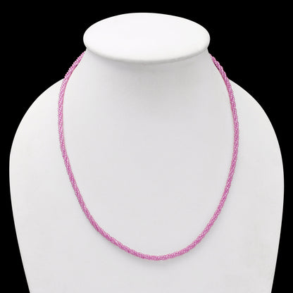 Natural Beautiful Pink Topaz Beaded Necklace , Faceted Twisted Round Beaded Necklace For Women . GemsRush