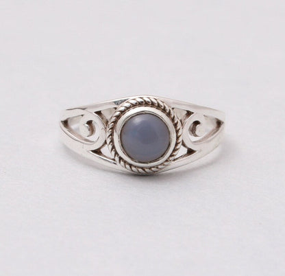 Natural Blue Opal Ring-Handmade Silver Ring ( 9 US Ring Size ) GemsRush