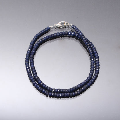 Natural Blue Sapphire Beaded Necklace-Precious Stone Beads Necklace, Blue Gemstone Jewelry-Best Gift For Her / Him. GemsRush