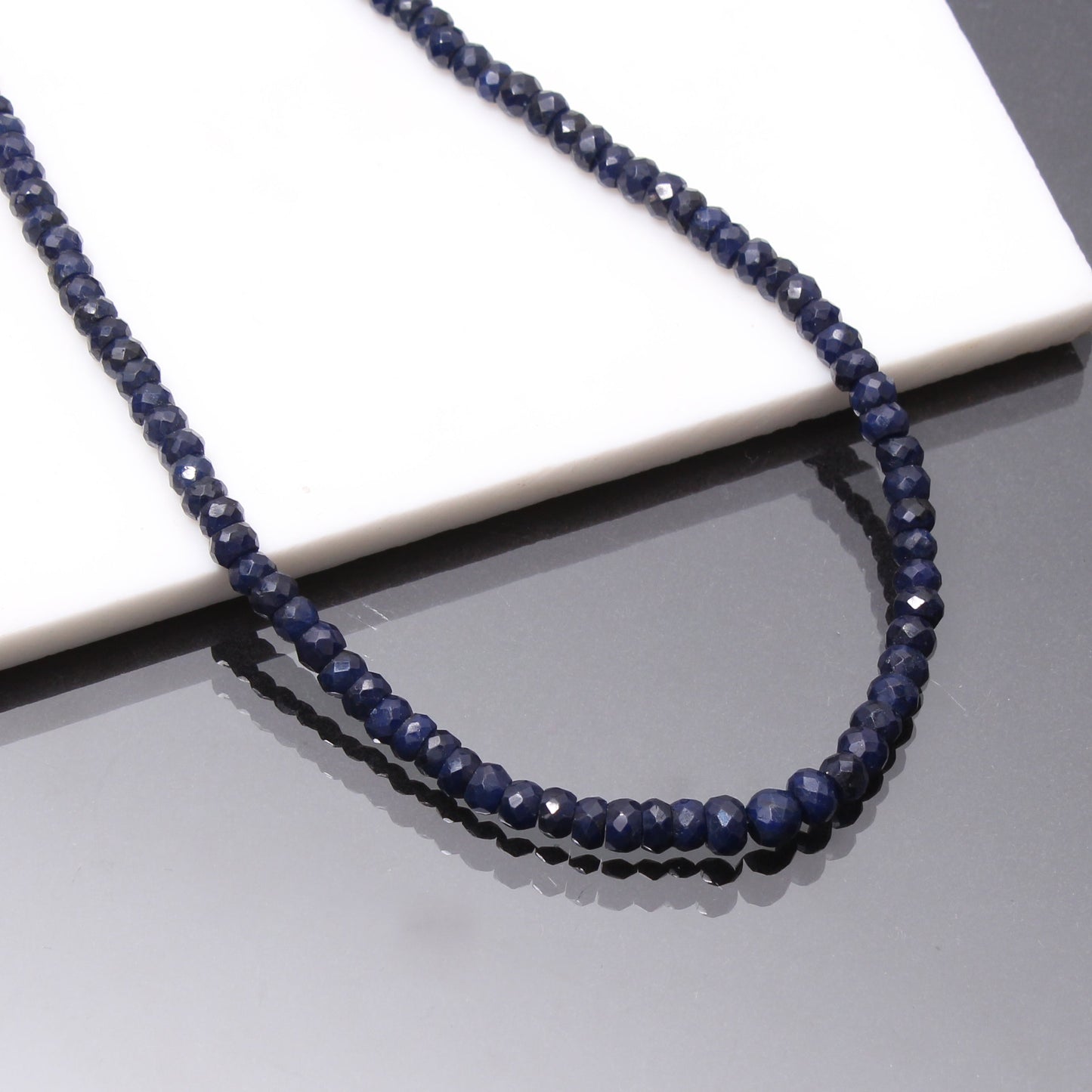 Natural Blue Sapphire Beaded Necklace-Precious Stone Beads Necklace, Blue Gemstone Jewelry-Best Gift For Her / Him. GemsRush