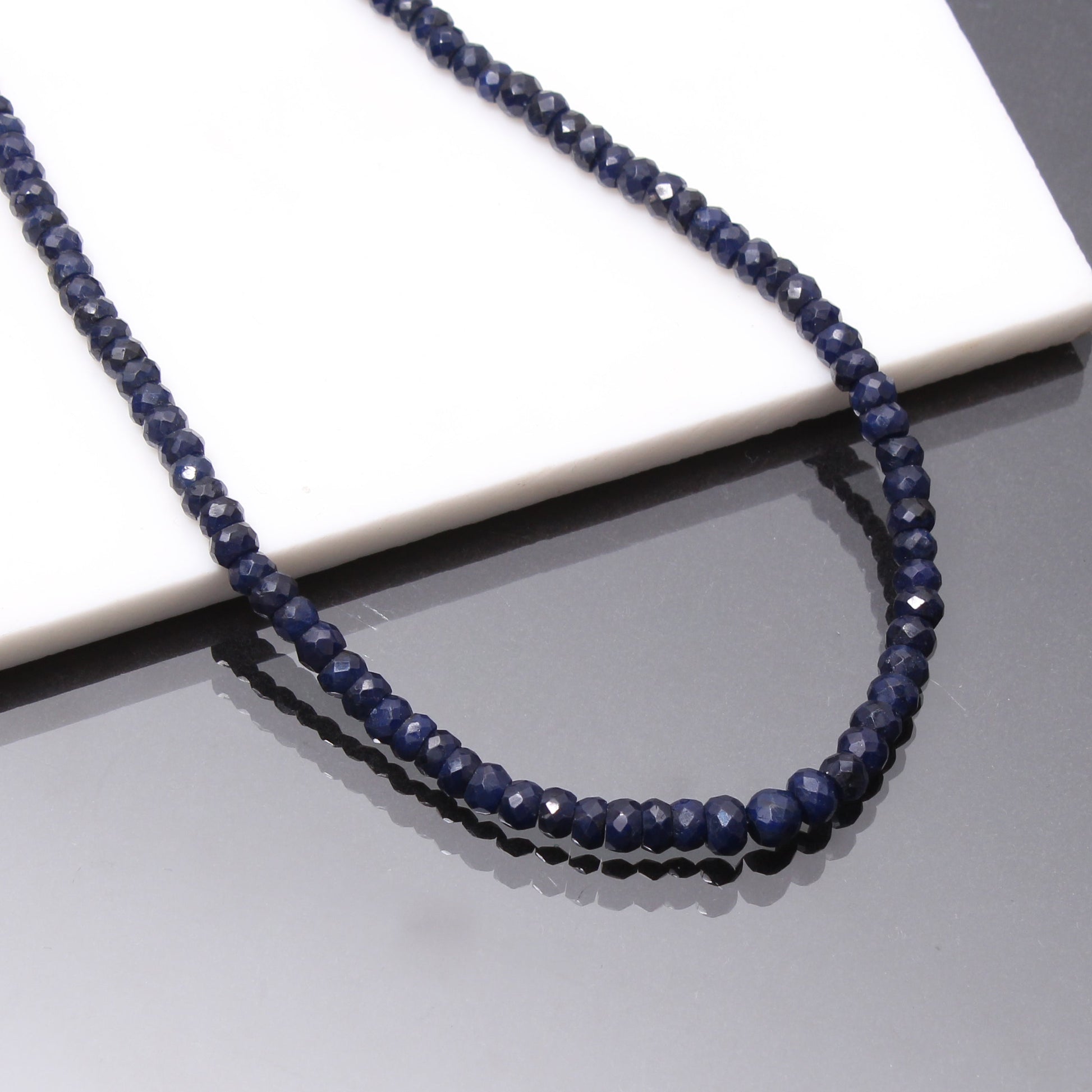 Natural Blue Sapphire Beaded Necklace-Precious Stone Beads Necklace, Blue Gemstone Jewelry-Best Gift For Her / Him. GemsRush