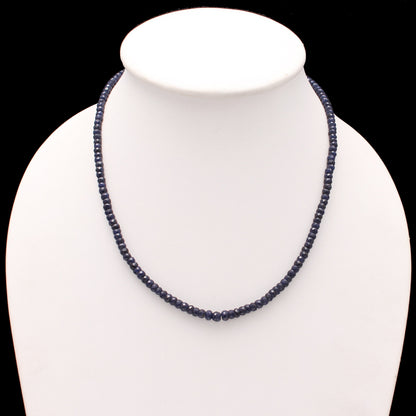 Natural Blue Sapphire Beaded Necklace-Precious Stone Beads Necklace, Blue Gemstone Jewelry-Best Gift For Her / Him. GemsRush