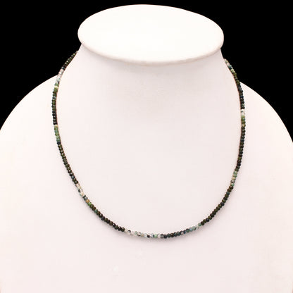 Natural Cat's Eye Beautiful Beaded Necklace, Micro Faceted Round Silver Lock Beaded Necklace. GemsRush