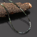 Natural Cat's Eye Beaded Necklace with Micro-Faceted Rondelle Beads and Silver Clasp