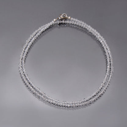 Natural Crystal Quartz Micro Faceted 2mm Beads Necklace GemsRush