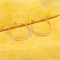 Natural Cultured Freshwater Pearl Big Hoop Brass Earring