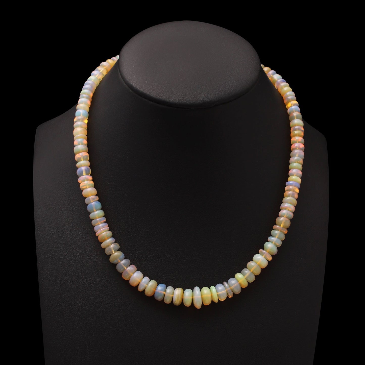 Natural Ethiopian Opal Beaded Necklace, Smooth Rondelle Beaded Necklace , Gift For Women . GemsRush