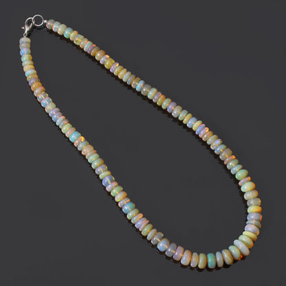 Natural Ethiopian Opal Beaded Necklace, Smooth Rondelle Beaded Necklace , Gift For Women . GemsRush