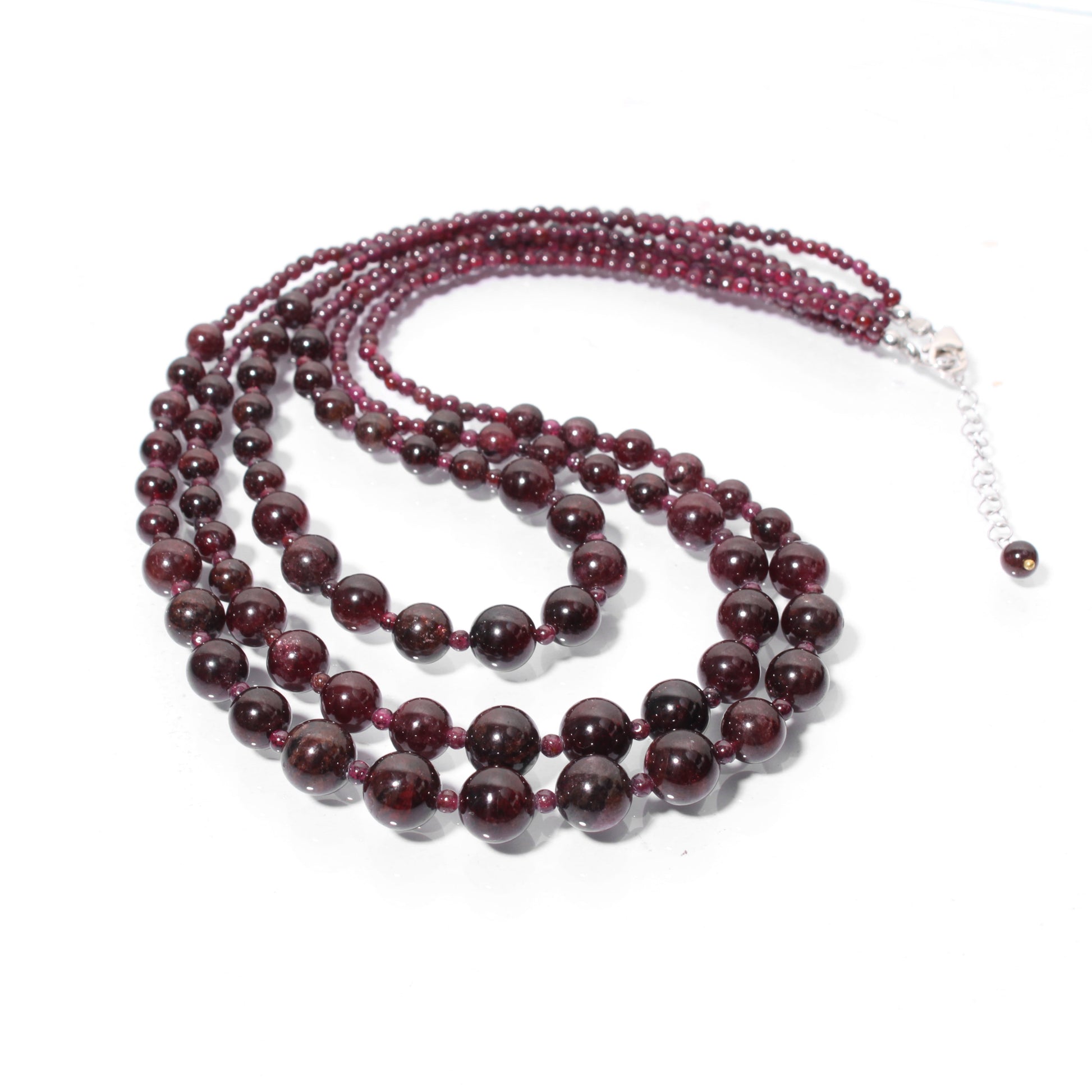 Natural Garnet Beaded Necklace, 6-10mm Blood Garnet Smooth Round Beads Necklace, Wedding Necklace, Women's Necklace, Garnet Beaded Jewelry GemsRush