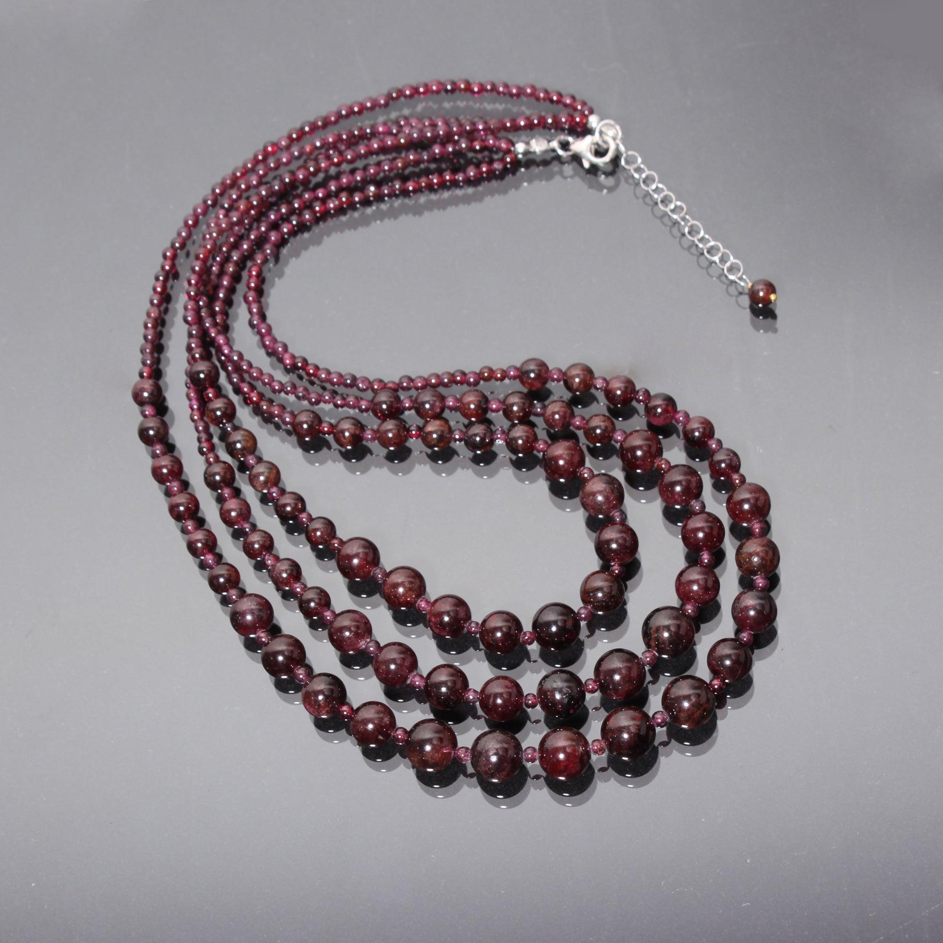 Natural Garnet Beaded Necklace, 6-10mm Blood Garnet Smooth Round Beads Necklace, Wedding Necklace, Women's Necklace, Garnet Beaded Jewelry GemsRush