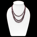 Natural Garnet Beaded Necklace, 6-10mm Blood Garnet Smooth Round Beads Necklace, Wedding Necklace, Women's Necklace, Garnet Beaded Jewelry