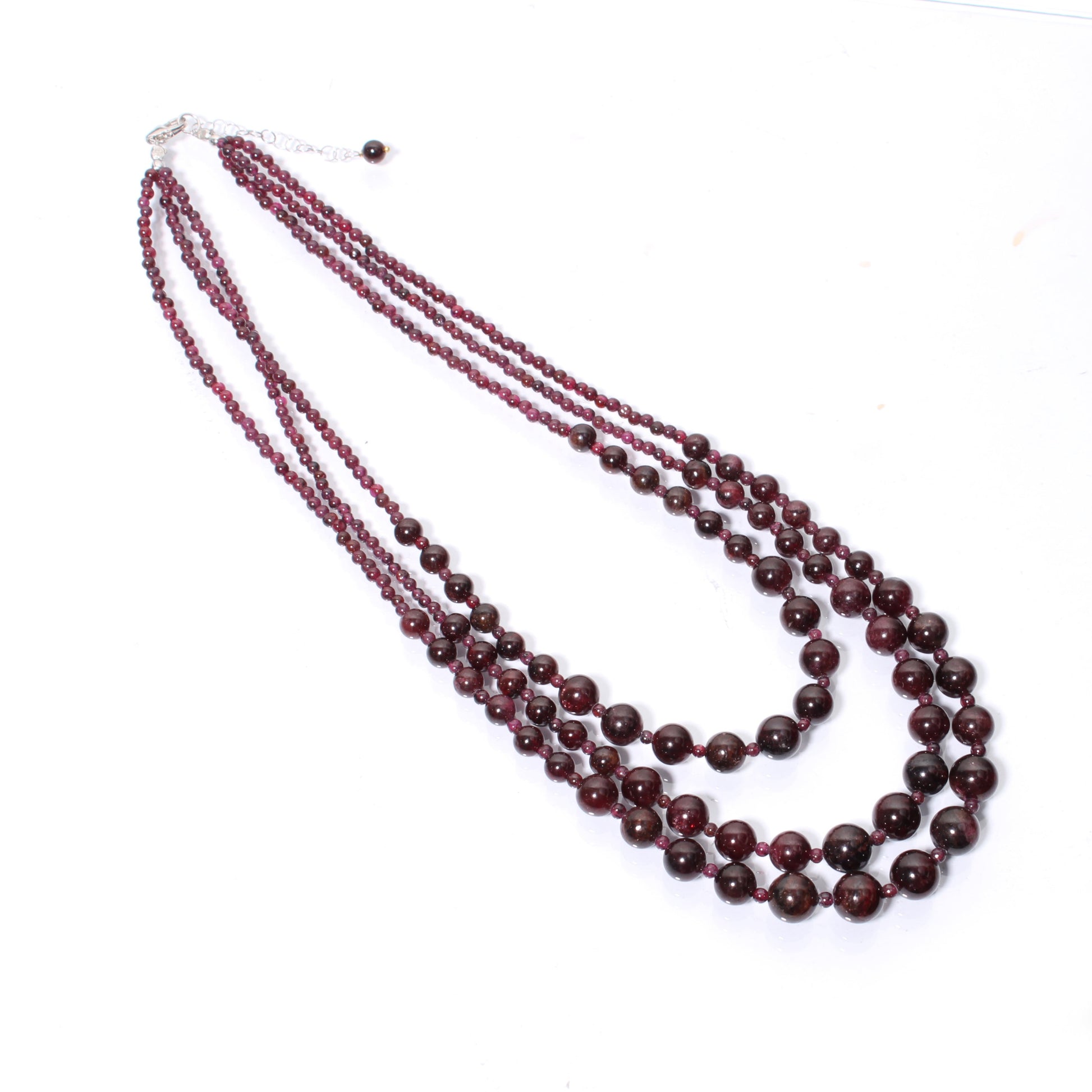 Natural Garnet Beaded Necklace, 6-10mm Blood Garnet Smooth Round Beads Necklace, Wedding Necklace, Women's Necklace, Garnet Beaded Jewelry GemsRush