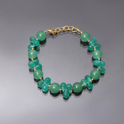 Natural Green Onyx Beaded Bracelet ( Gold Plated ) GemsRush