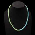 Natural Green Opal & Blue Peruvian Opal Beaded Necklace ,Smooth Rondelle Beaded Necklace
