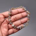 Natural Labradorite Beaded Bracelet ( Gold Plated )