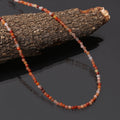 Natural Carnelian Beaded Necklace ,Orange Carnelian Faceted Round Birthday-Gift-Dainty Necklace.