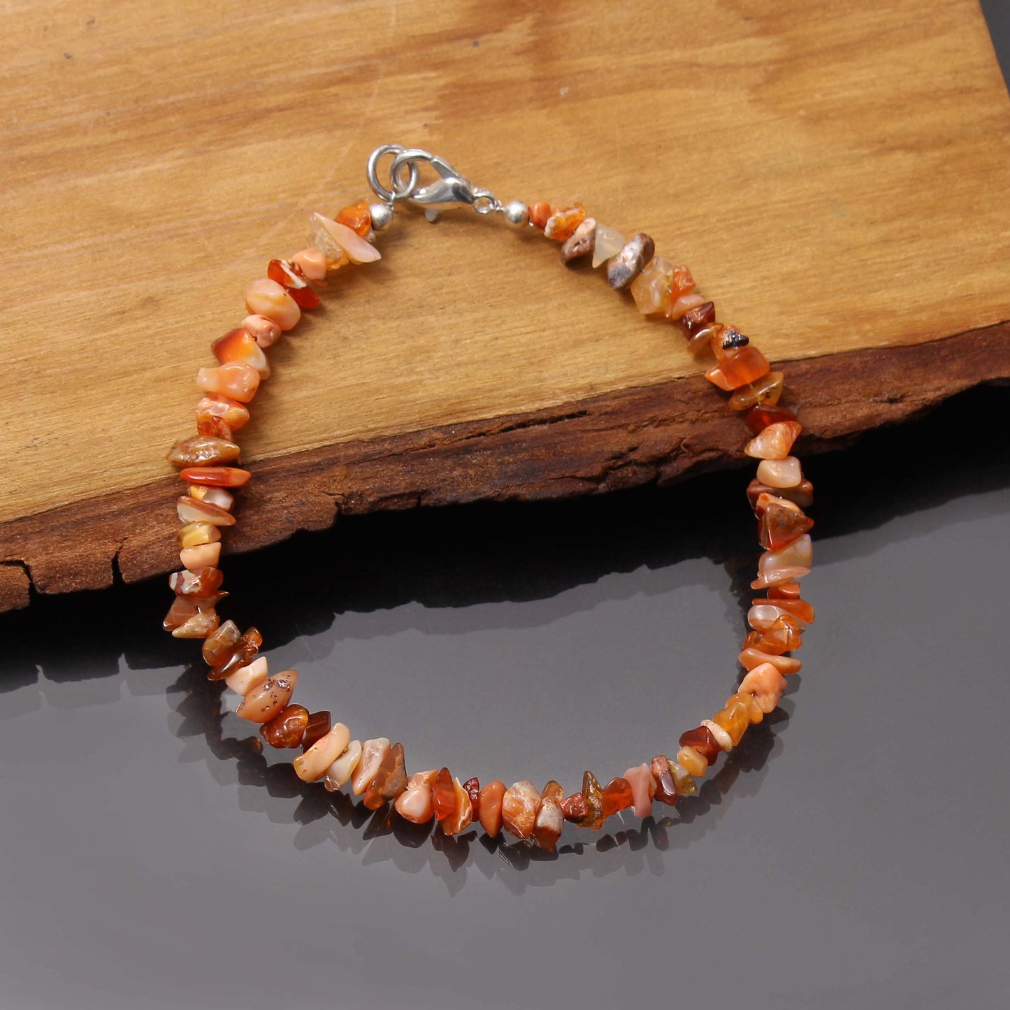 Natural Mexican Fire Opal Fancy Silver Bracelet GemsRush