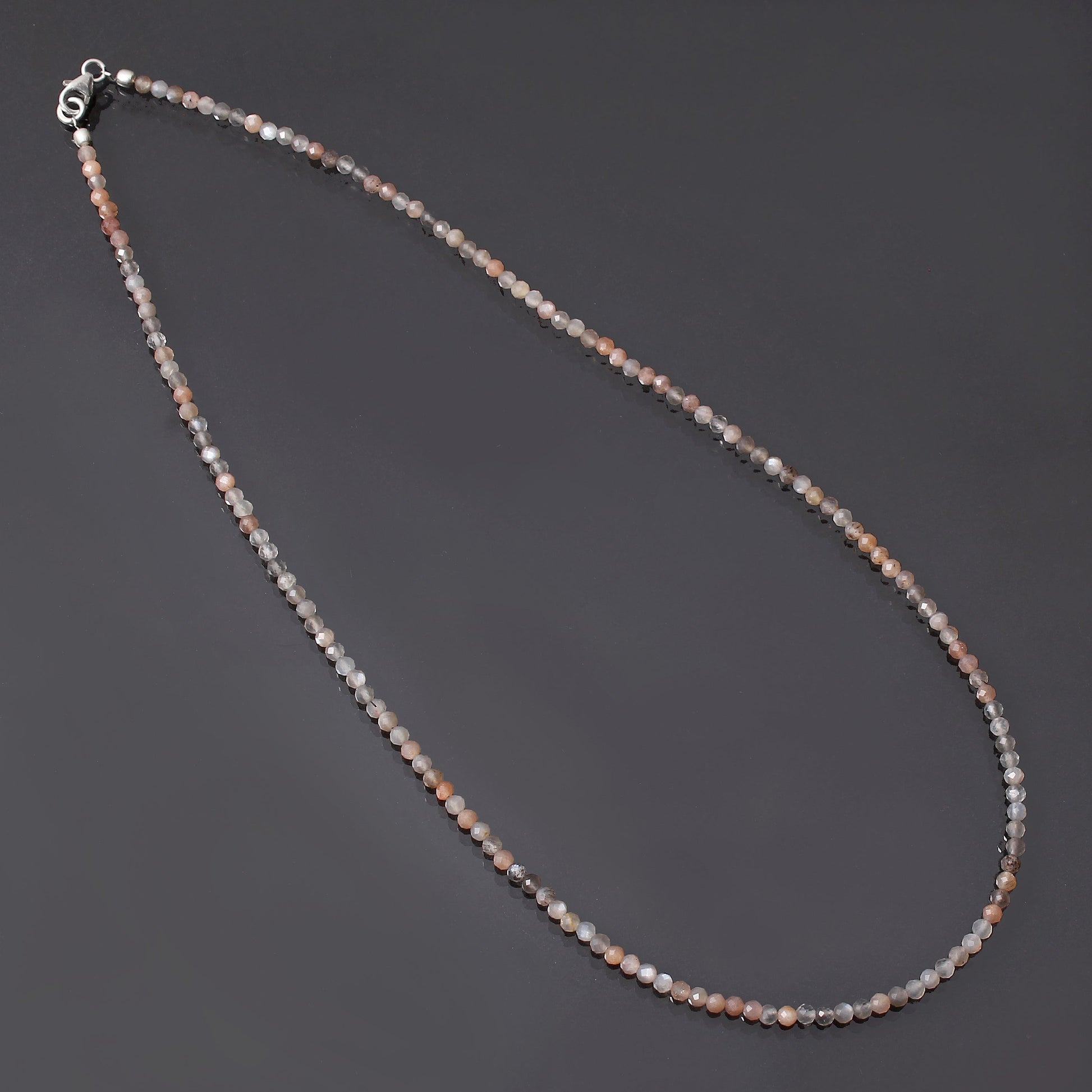 Natural Moonstone Beaded Necklace ,Micro Faceted Round Beaded Women Necklace . GemsRush