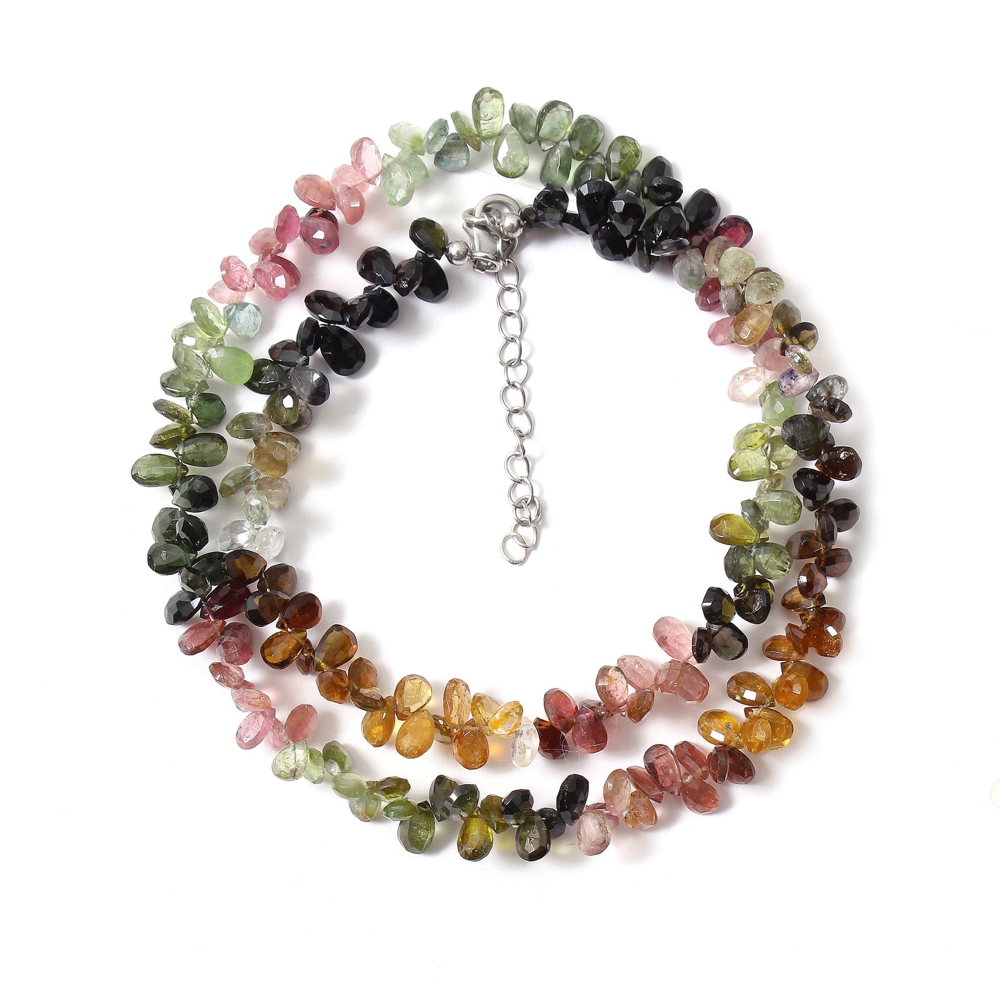 Natural Multi Tourmaline Beaded Necklace , Faceted Pear Tear Drop Beaded Necklace , Gift For Women . GemsRush