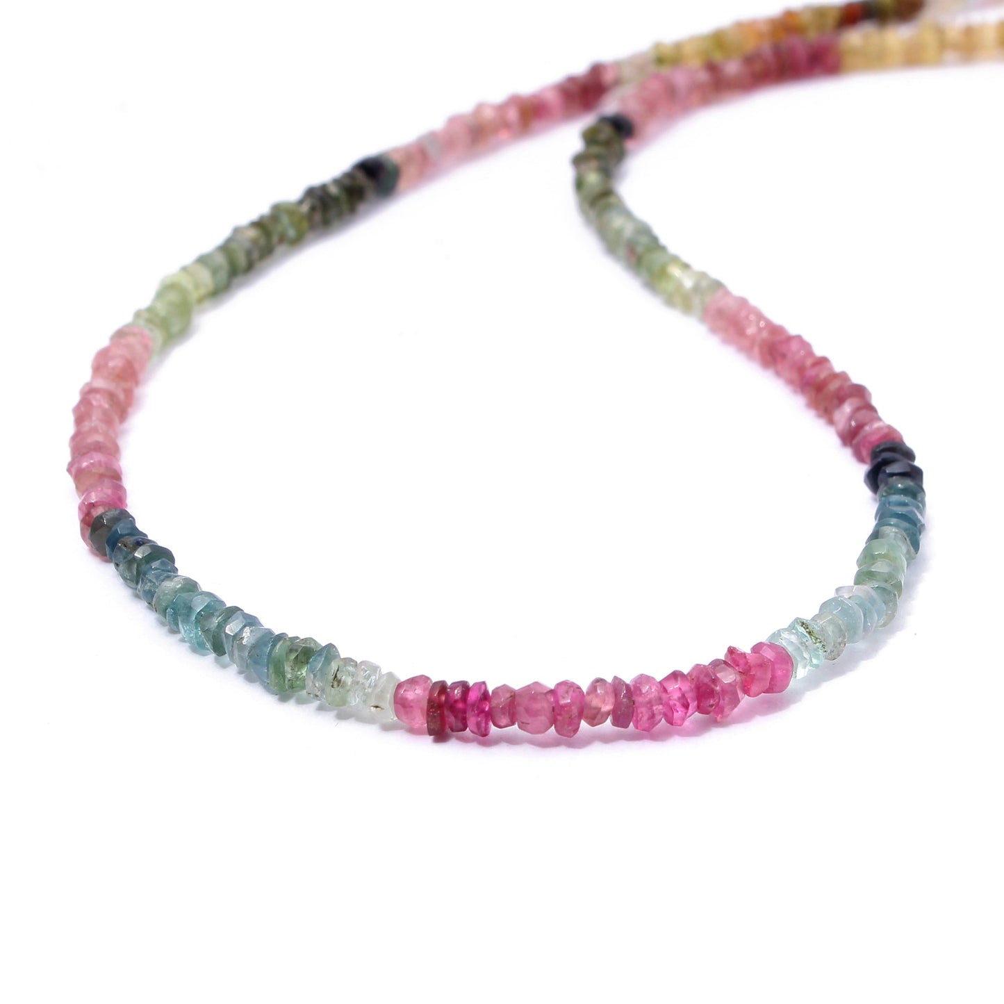 Natural Multi Tourmaline Beaded Necklace , Faceted Rondelle Beaded Necklace ,Gift For Women. GemsRush