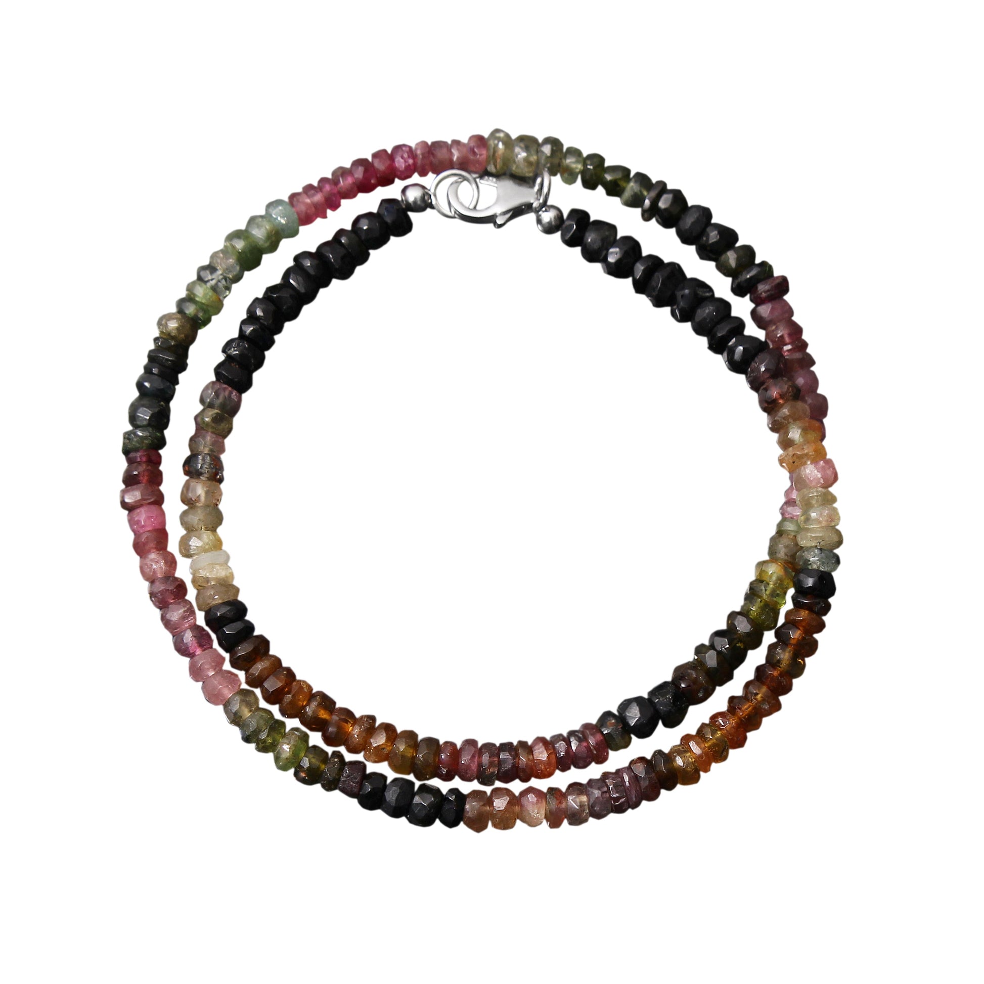 Natural Multi Tourmaline Beaded Necklace , October Birthstone Faceted Necklace Gift For Mom . GemsRush