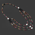 Natural Multi Tourmaline & Pearl Beaded Necklace , 3 Layer Beaded Necklace , Women Jewelry , Gift For love And Friendship .