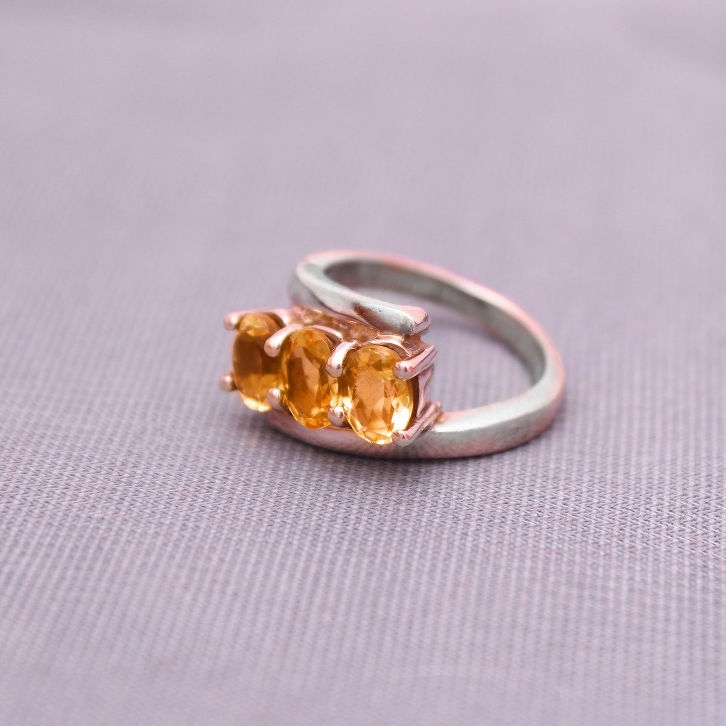 Natural Orange Citrine Gemstone Sterling Silver Beautiful Ring For Women Size - 6 1/2 US GemsRush