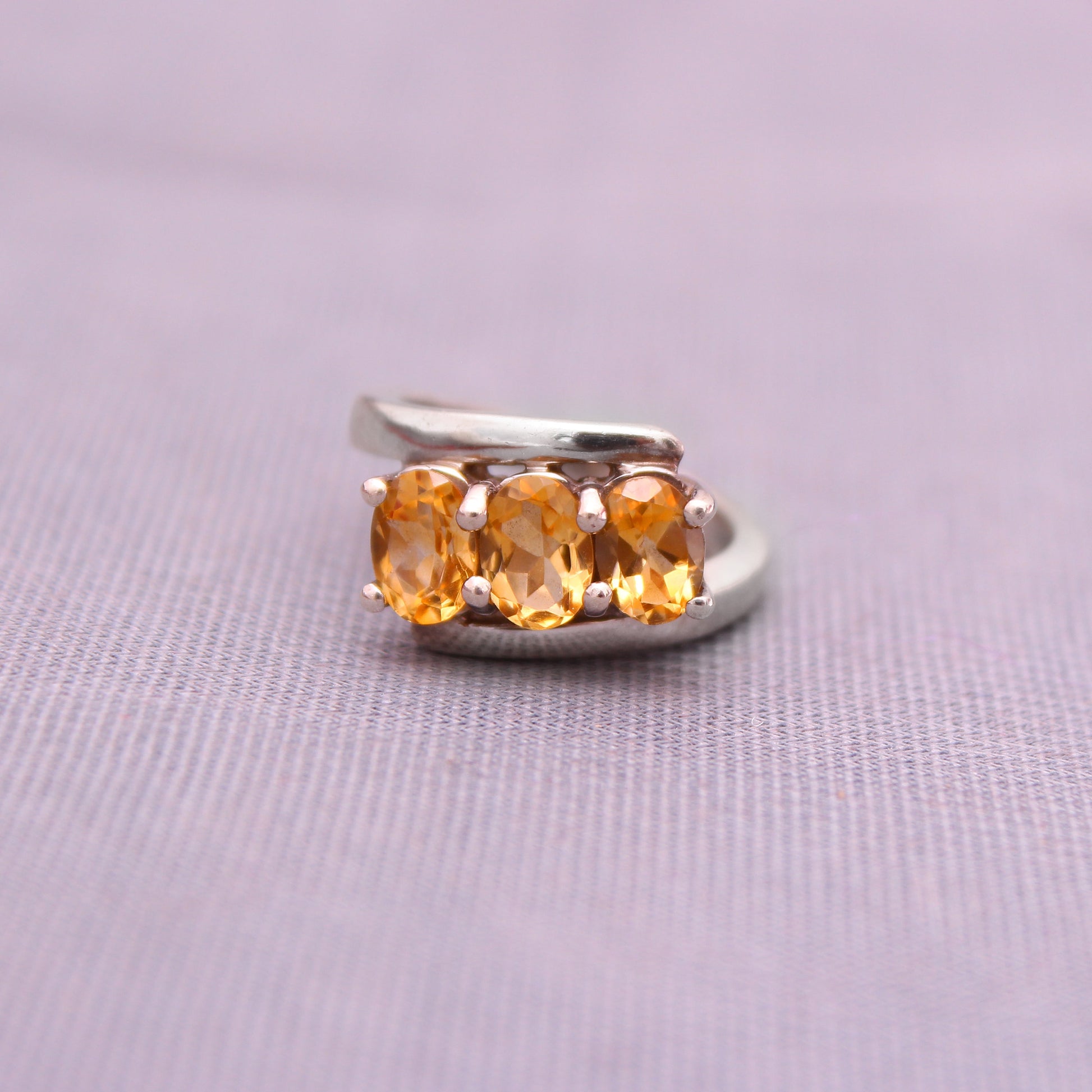 Natural Orange Citrine Gemstone Sterling Silver Beautiful Ring For Women Size - 6 1/2 US GemsRush