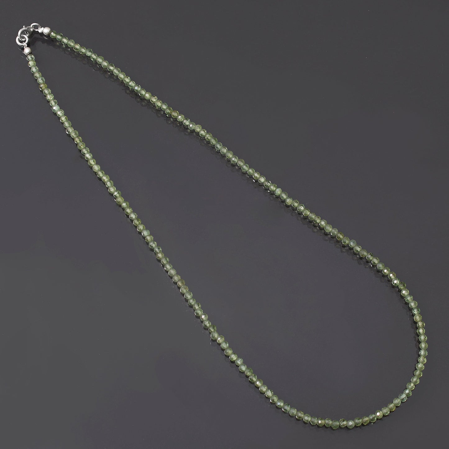 Natural Peridot Beads Necklace, Peridot Micro Faceted Round Beads Necklace, Women's, Gift Necklace GemsRush