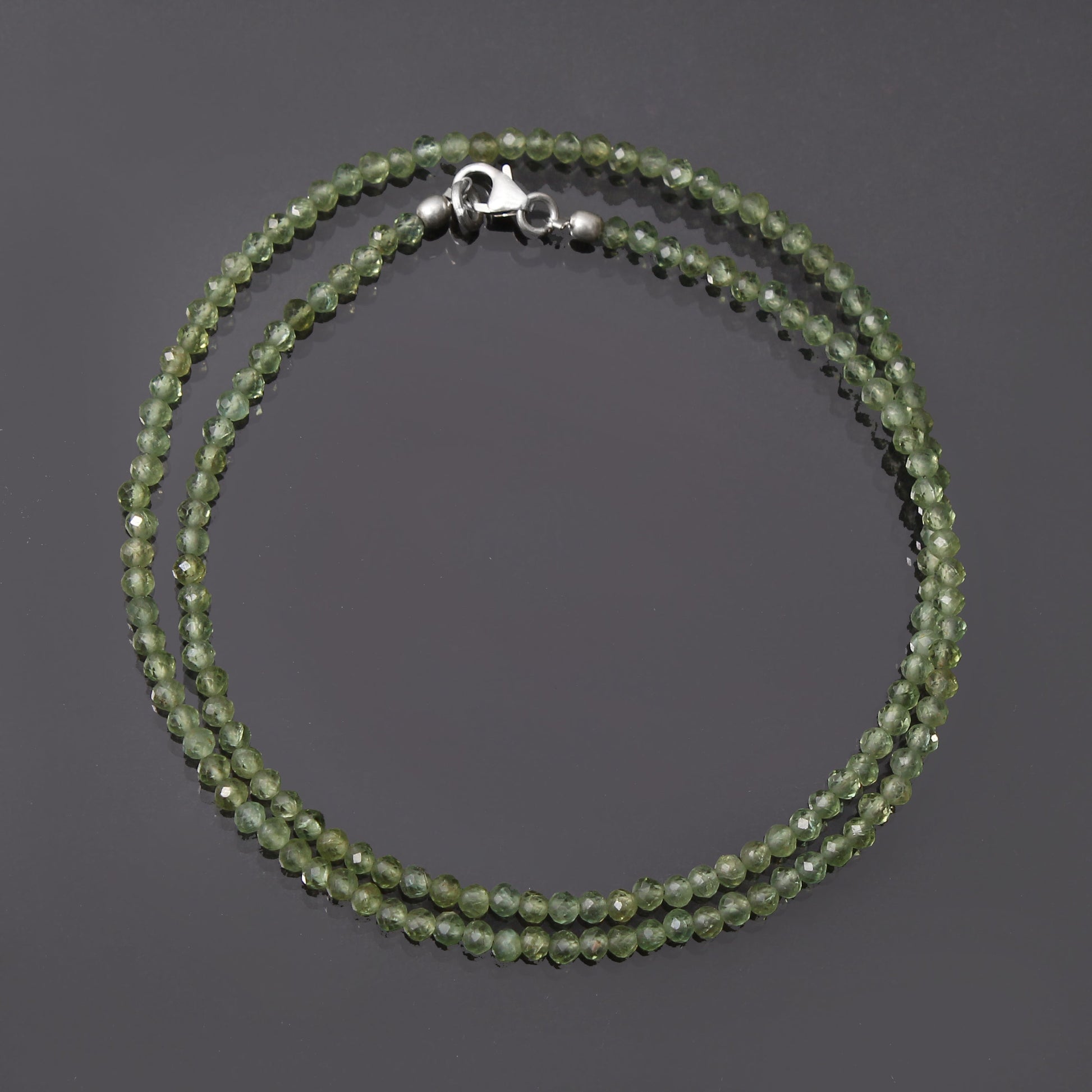 Natural Peridot Beads Necklace, Peridot Micro Faceted Round Beads Necklace, Women's, Gift Necklace GemsRush