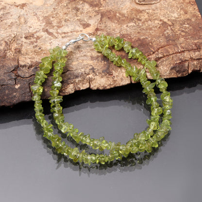 Natural Peridot Double Layer Beaded Gemstone Bracelet 8 Inch Elegant Jewelry GemsRush