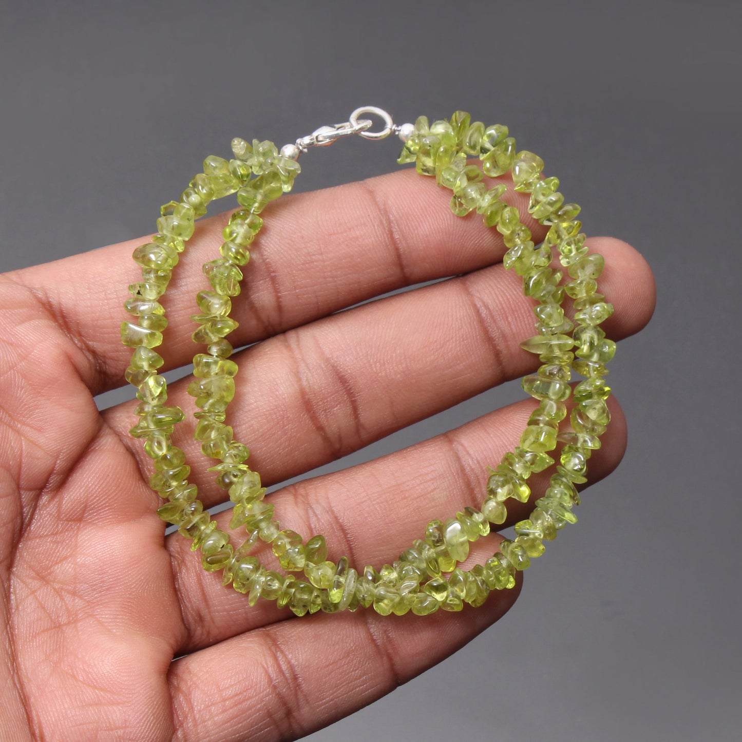 Natural Peridot Double Layer Beaded Gemstone Bracelet 8 Inch Elegant Jewelry GemsRush