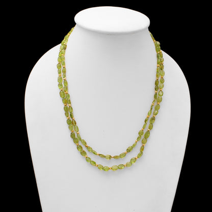 Natural Peridot / Hematite Smooth Oval / Faceted Round Beaded Necklace , Beautiful Jewelry . GemsRush