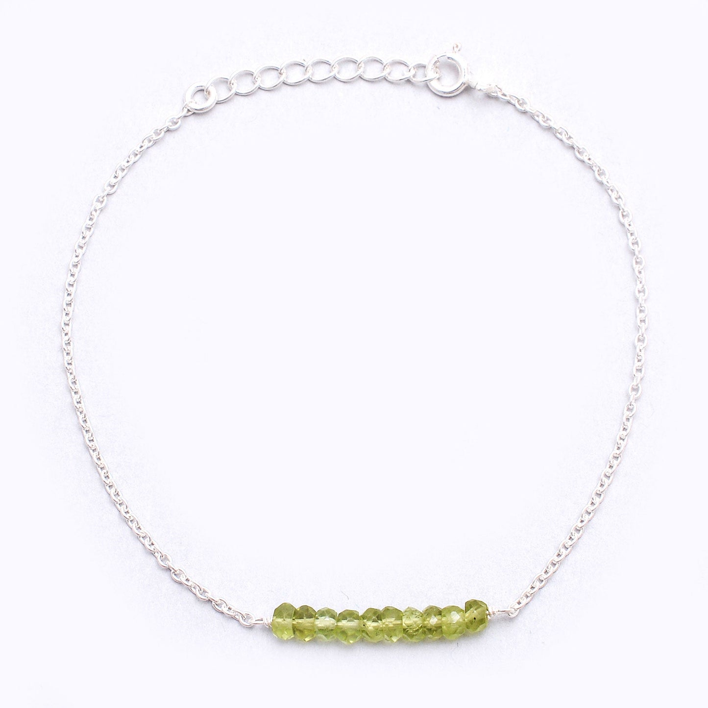 Natural Peridot Minimalist Sterling Silver Chain Bracelet GemsRush