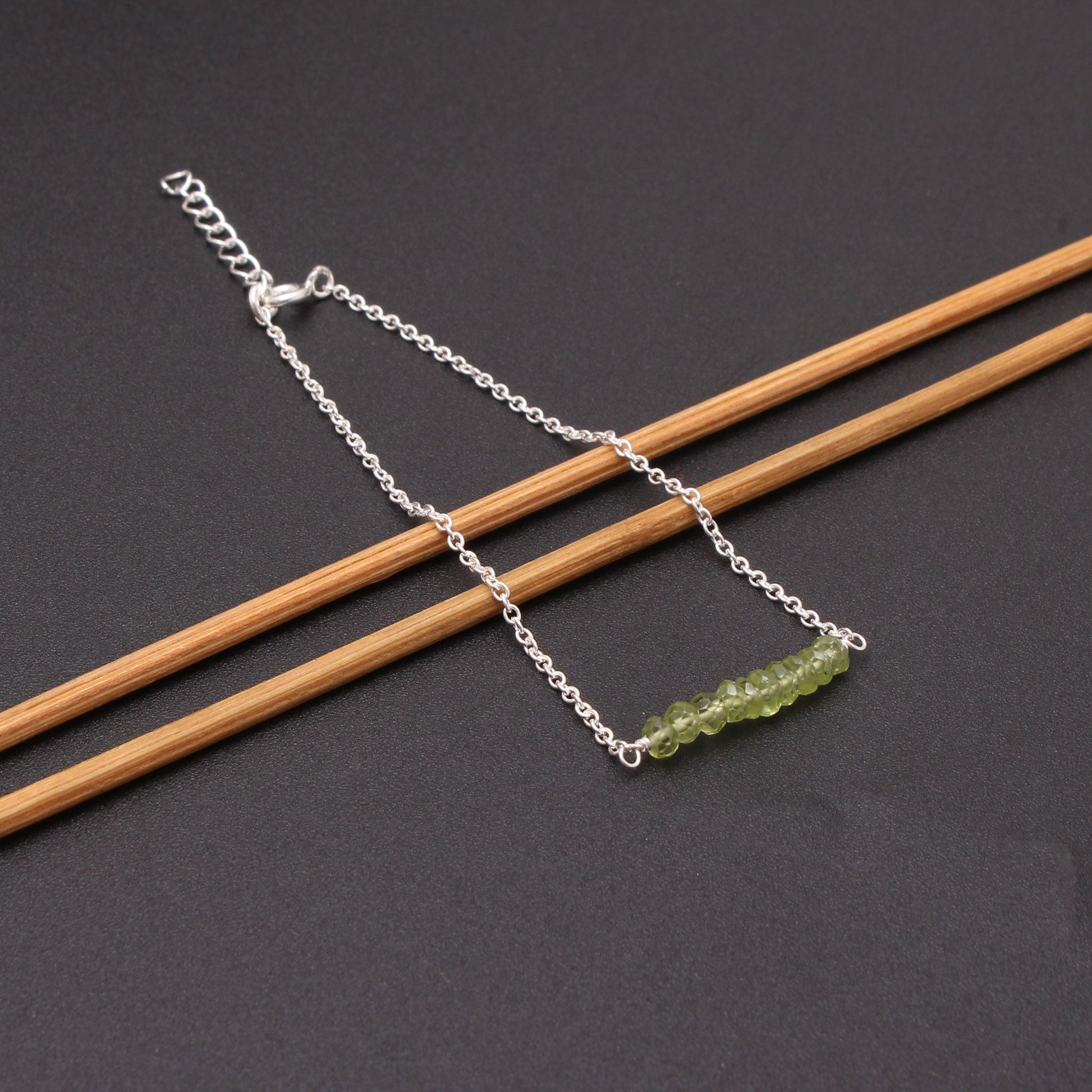 Natural Peridot Minimalist Sterling Silver Chain Bracelet GemsRush