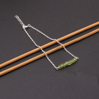 Natural Peridot Minimalist Sterling Silver Chain Bracelet GemsRush