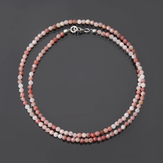 Natural Pink Opal Beaded Necklace Pink Opal Micro Faceted Round Beaded  Necklace, GemsRush