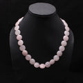 Natural Pink Quartz Coin Beads Necklace