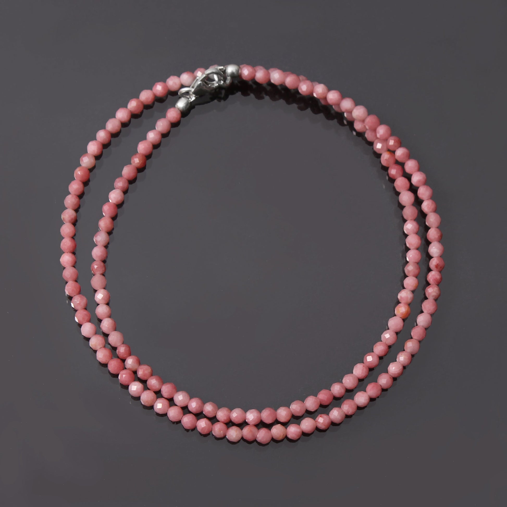 Natural Pink Rhodochrosite Beaded Necklace, Rhodochrosite Micro Faceted Round Beads Necklace, Beaded Jewelry, Wife Gift, Mom's Gift GemsRush